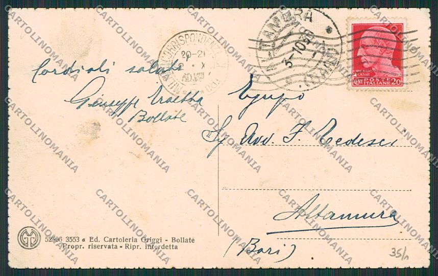 Milano Bollate Quartiere del Fascio cartolina EE6142 – retro