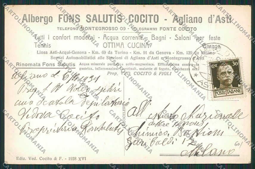 Asti Agliano Foto cartolina EE6159 – retro
