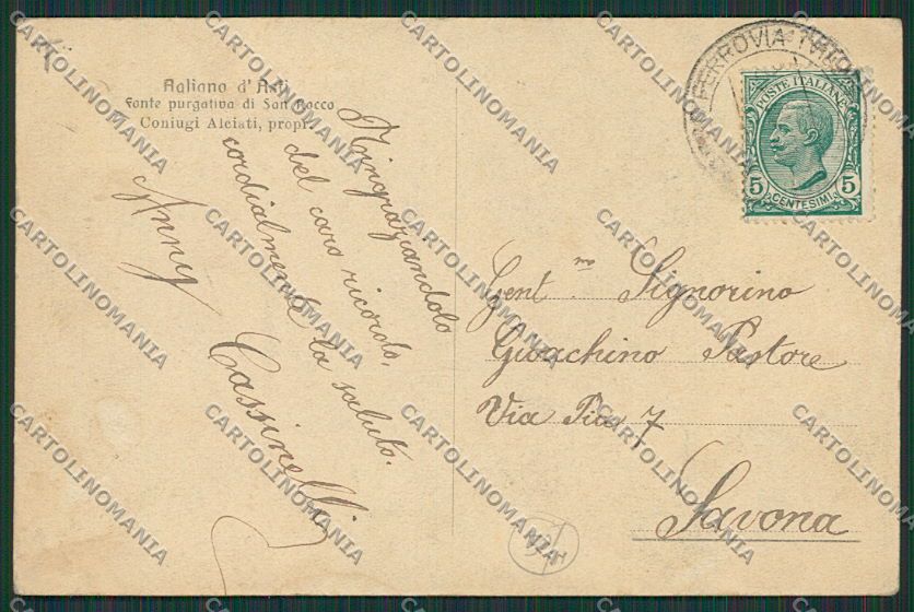 Asti Agliano cartolina EE6162 – retro