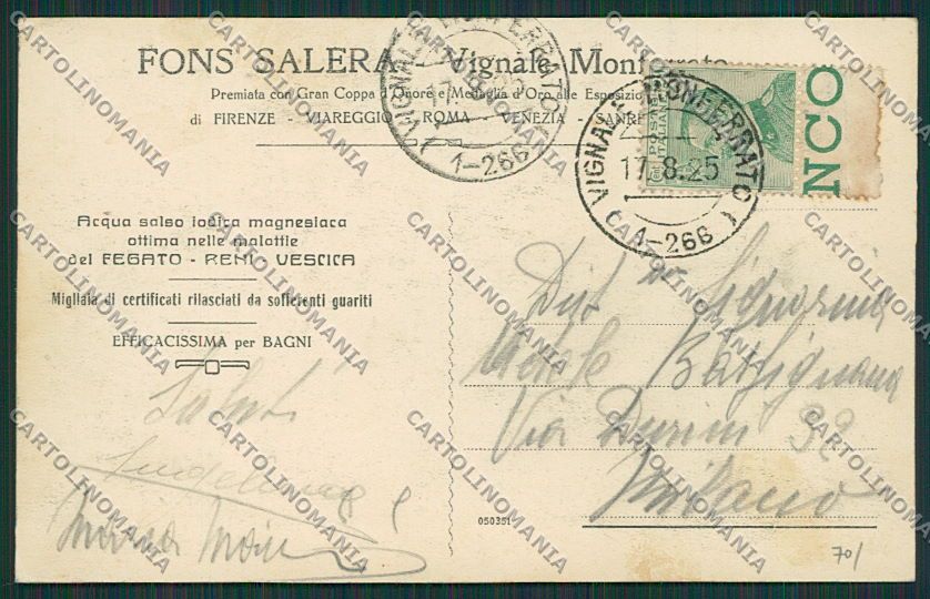 Alessandria Vignale cartolina EE6170 – retro