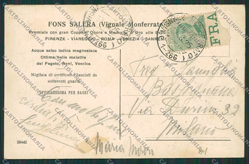 Alessandria Fons Salera cartolina EE6171 – retro