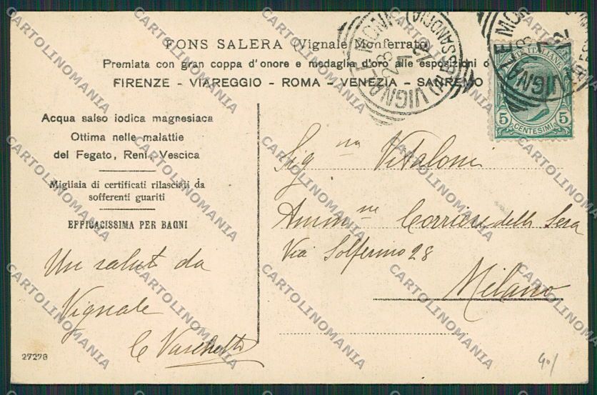 Alessandria Fons Salera cartolina EE6172 – retro