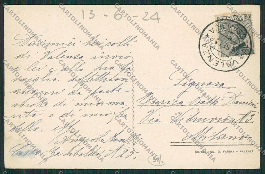 Alessandria Valenza cartolina EE6179 – retro