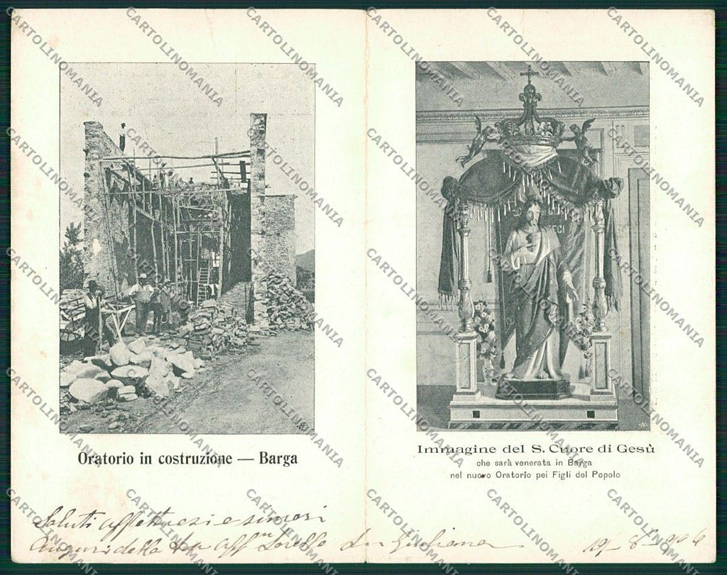 Lucca Barga Oratorio in Costruzione Doppia cartolina EE6333 – fronte