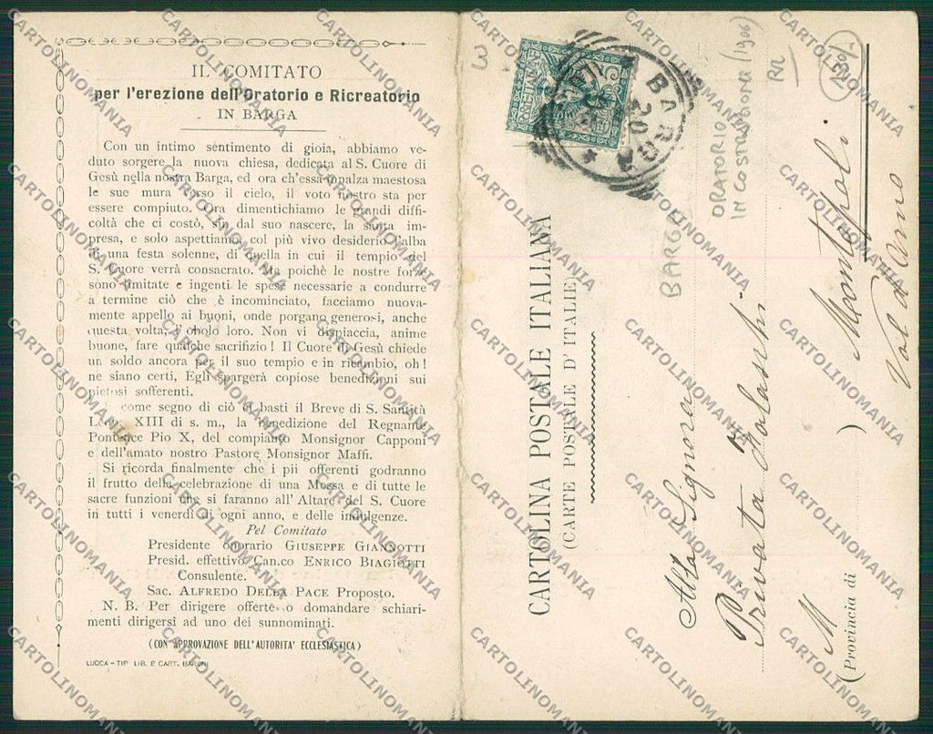 Lucca Barga Oratorio in Costruzione Doppia cartolina EE6333 – retro