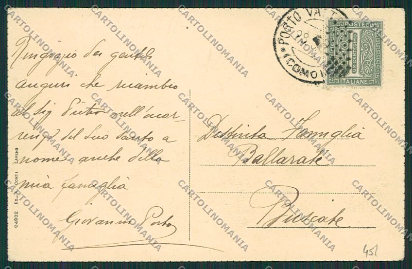 Varese Porto Valtravaglia cartolina EE6427 – retro