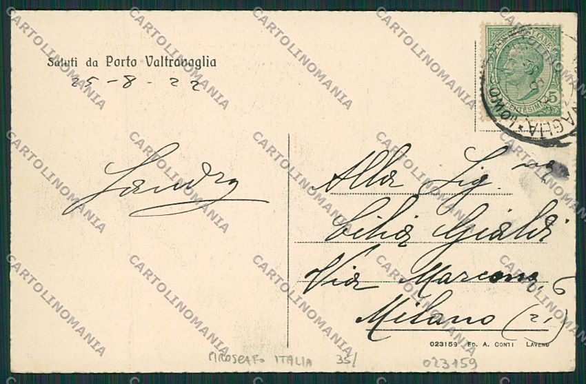 Varese Porto Valtravaglia Battello Italia cartolina EE6429 – retro