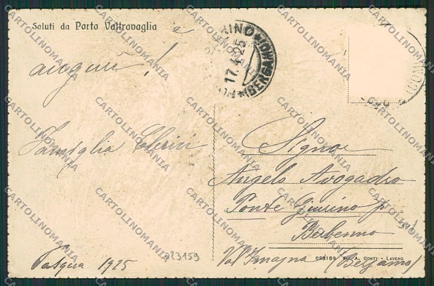Varese Porto Valtravaglia Battello cartolina EE6431 – retro
