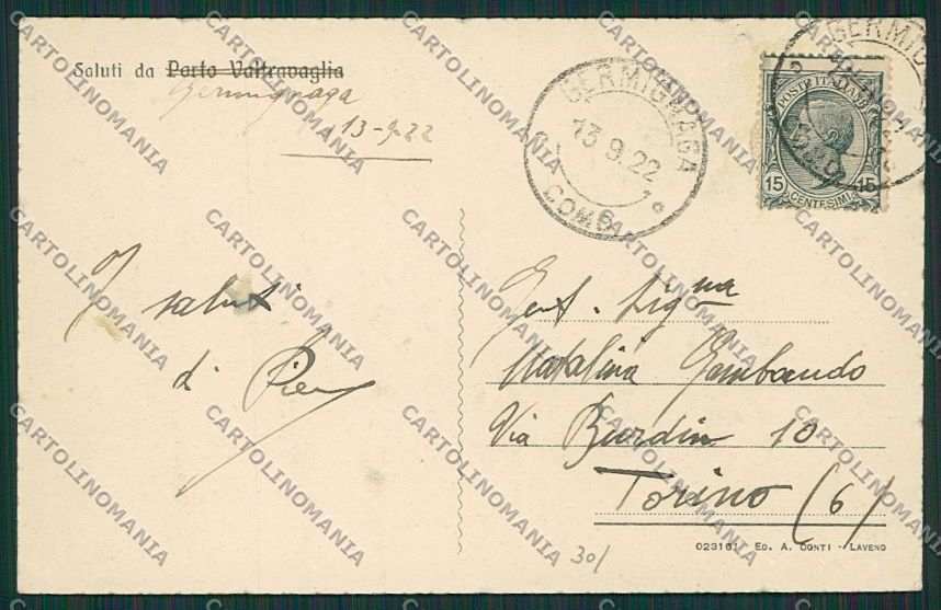 Varese Porto Valtravaglia Battello cartolina EE6433 – retro