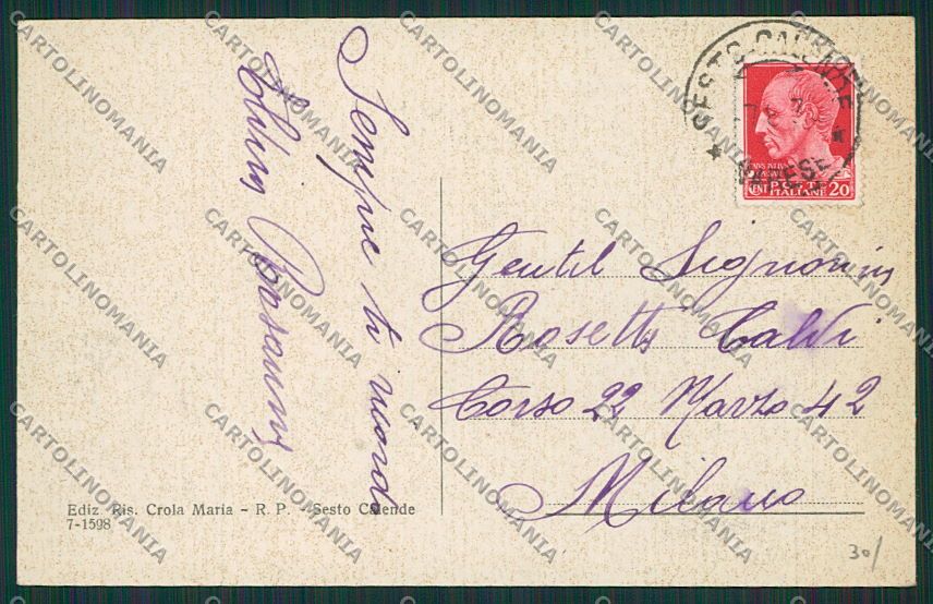 Varese Sesto Calende cartolina EE6443 – retro