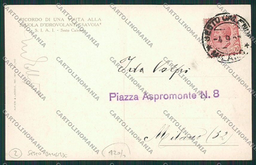 Varese Sesto Calende Idrovolante cartolina EE6453 – retro