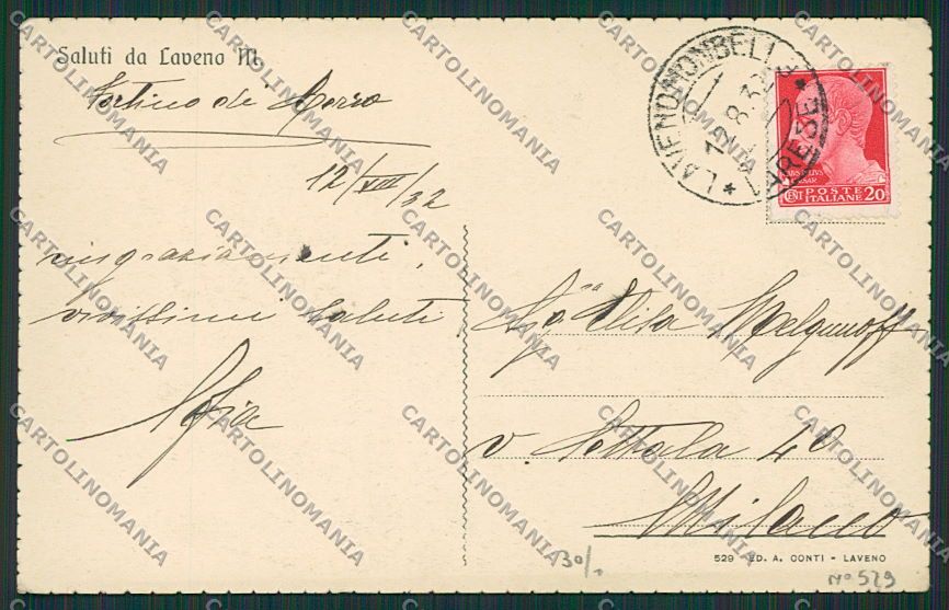 Varese Laveno Battello cartolina EE6459 – retro