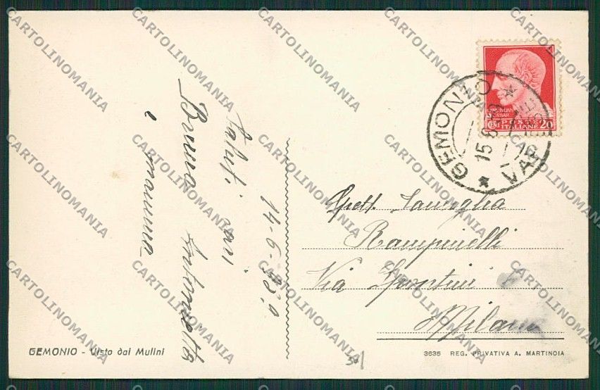 Varese Gemonio cartolina EE6468 – retro