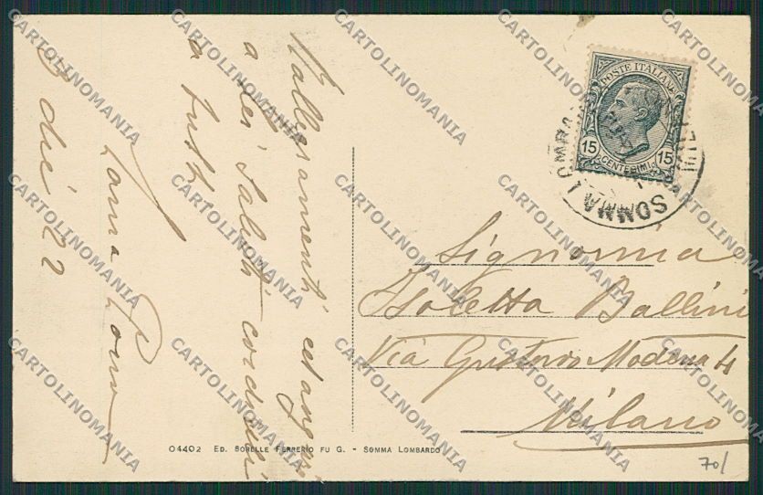 Varese Somma Lombardo Militari cartolina EE6527 – retro