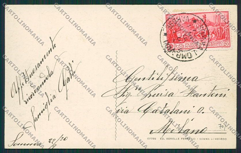 Varese Somma Lombardo cartolina EE6529 – retro