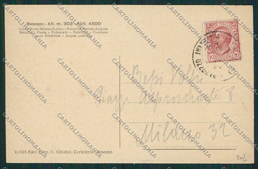 Varese Besozzo cartolina EE6588 – retro