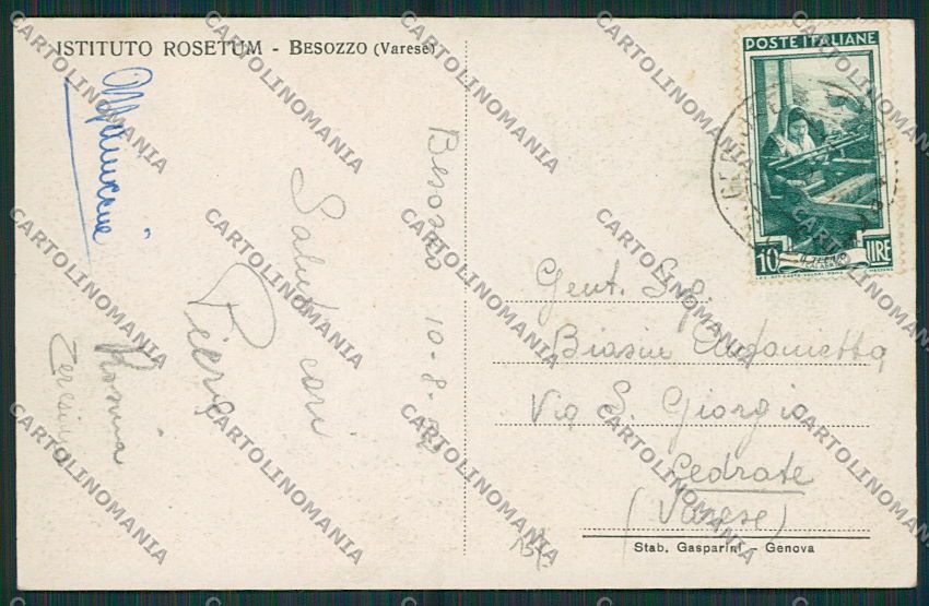 Varese Besozzo cartolina EE6597 – retro