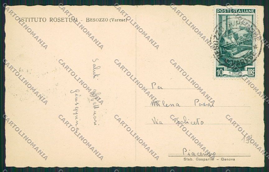 Varese Besozzo cartolina EE6598 – retro