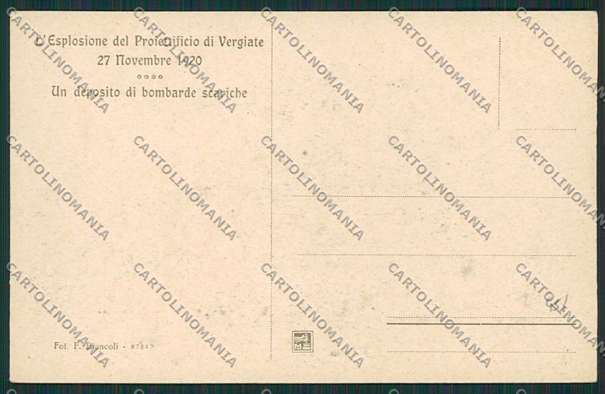 Varese Vergiate Esplosione Proiettificio cartolina EE6604 – retro