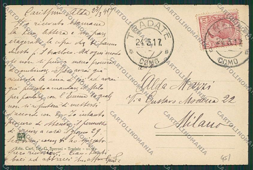 Varese Tradate cartolina EE6626 – retro