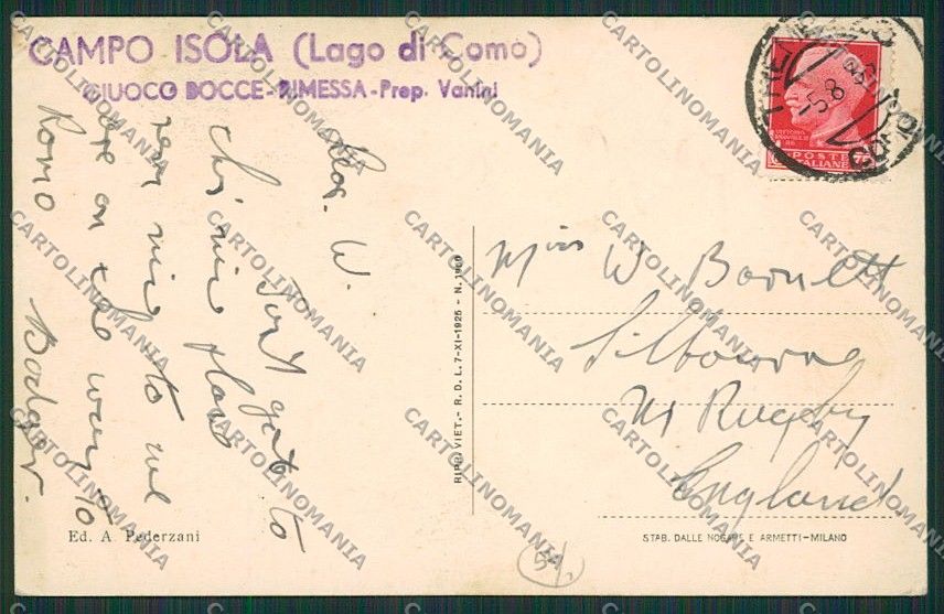 Como Campo Isola cartolina EE6735 – retro