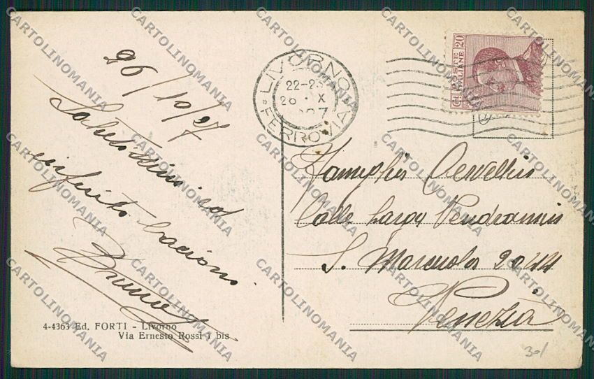 Livorno Città cartolina EE6885 – retro