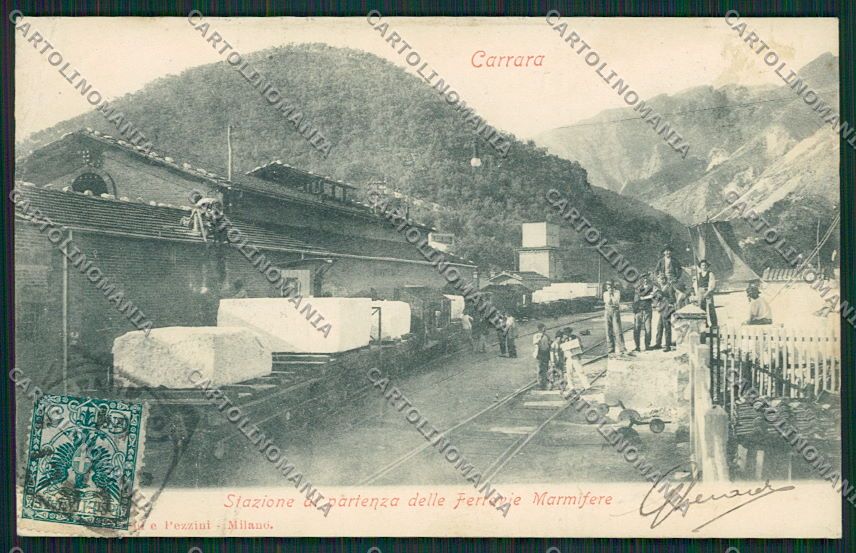 Massa Carrara Cave Marmo Stazione cartolina EE6924 – fronte