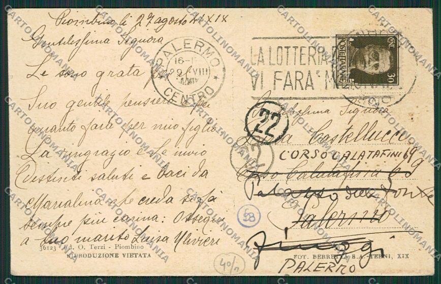 Livorno Piombino PIEGHINA cartolina EE6936 – retro