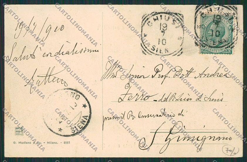 Siena Chiusi cartolina EE6959 – retro