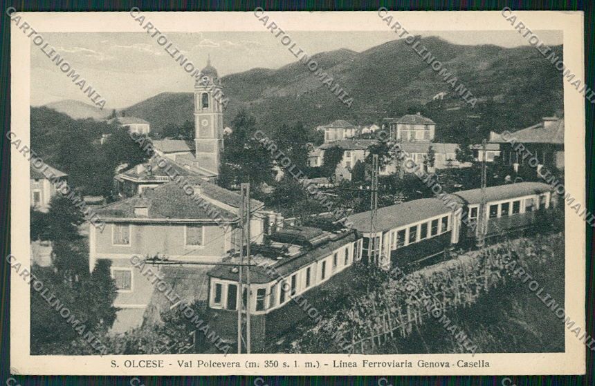 Genova San Olcese Treno Casella PIEGA cartolina EE7064 – fronte