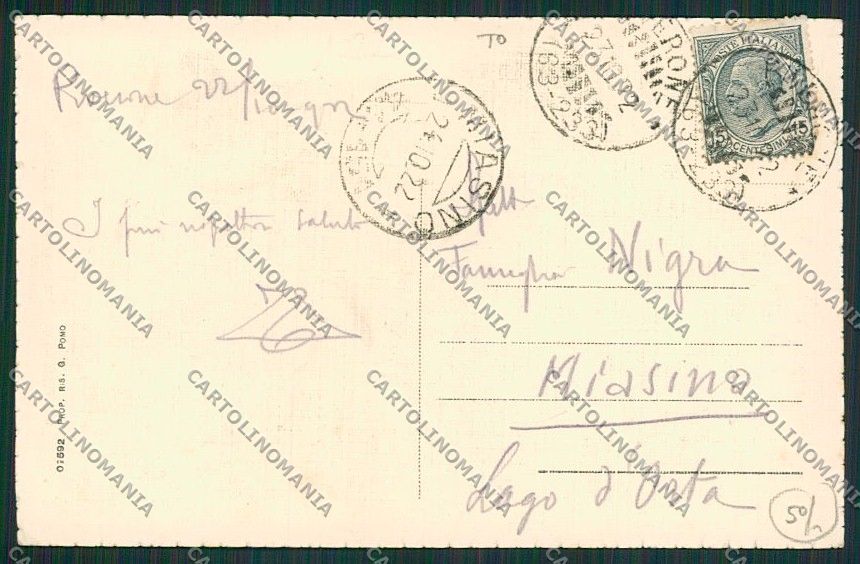 Torino Piverone cartolina EE7127 – retro