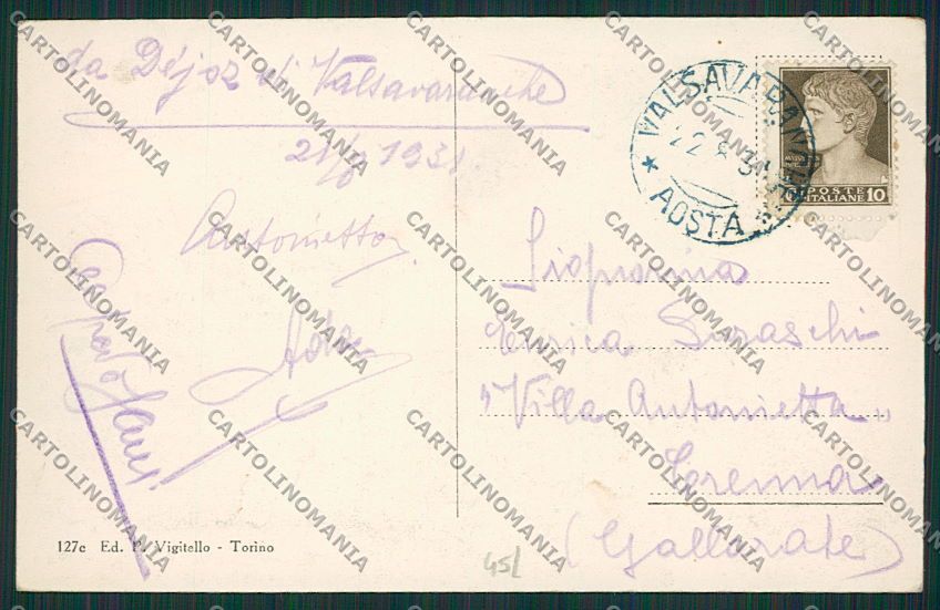 Aosta Valsavaranche Dègioz cartolina EE7194 – retro