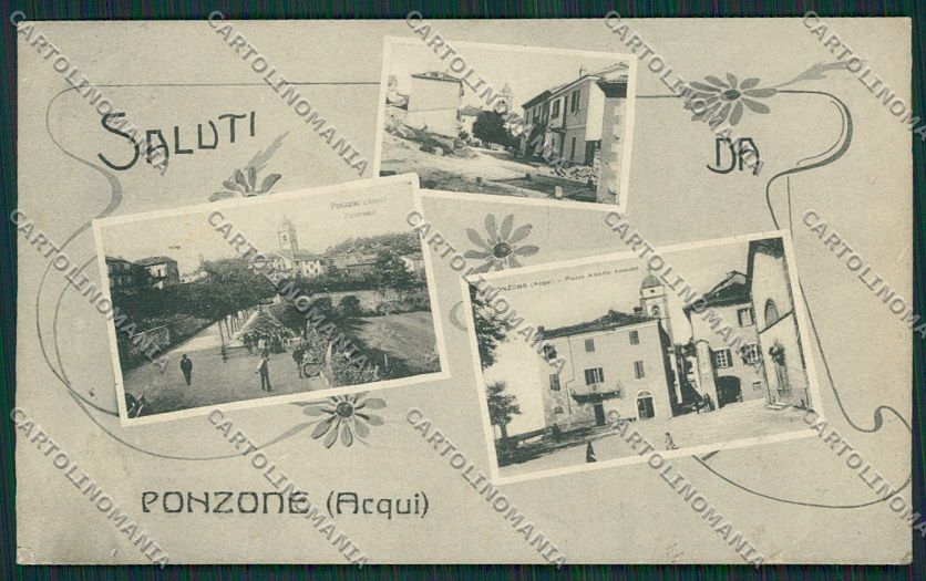 Alessandria Acqui Saluti da Ponzone ABRASA cartolina EE7254 – fronte
