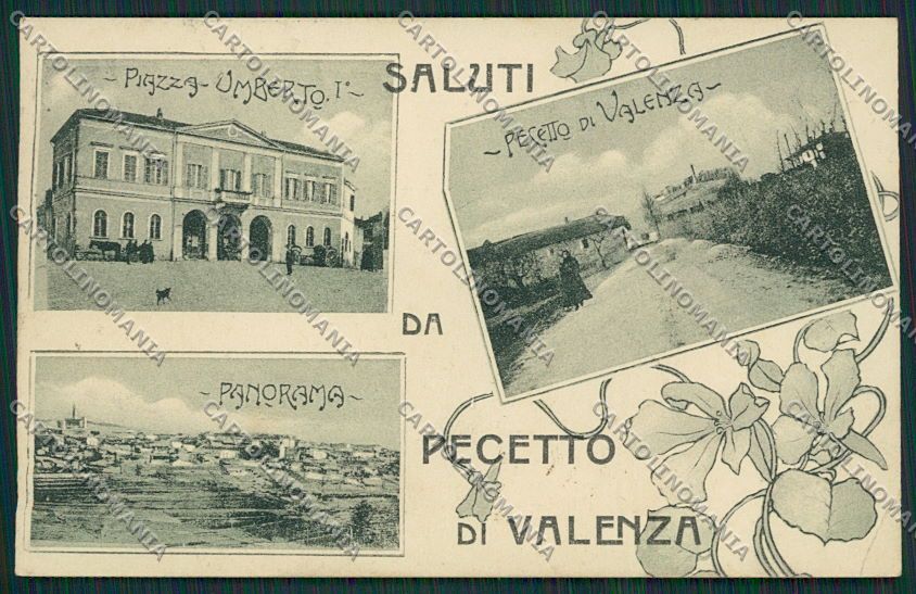 Alessandria Valenza Pecetto Saluti da PIEGA cartolina EE7255 – fronte