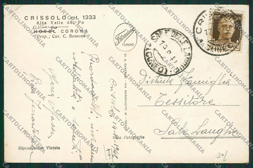 Cuneo Crissolo PIEGHINA Foto cartolina EE7343 – retro