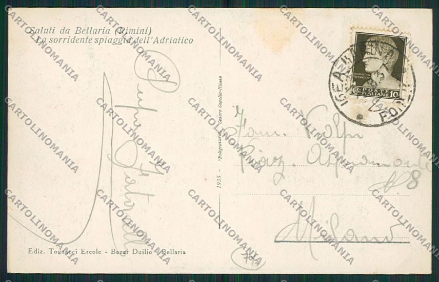 Rimini Bellaria cartolina EE7499 – retro