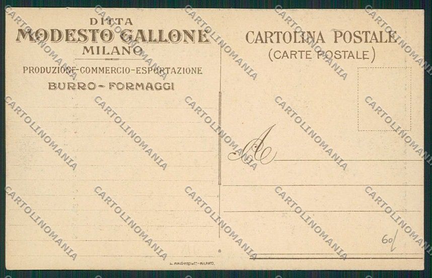 Milano Corsico Pubblicitaria Gallone Formaggi cartolina EE7732 – retro