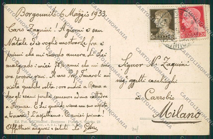 Bergamo Borgounito cartolina EE7737 – retro