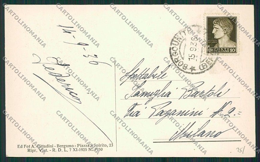 Bergamo Borgounito cartolina EE7739 – retro