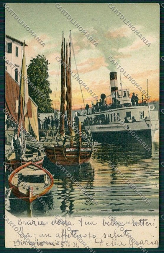Brescia Sirmione Battello PIEGA ANGOLO cartolina EE7785 – fronte