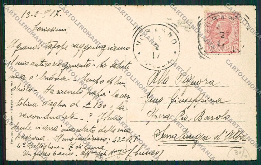 Brescia Vobarno Ferriera cartolina EE7817 – retro