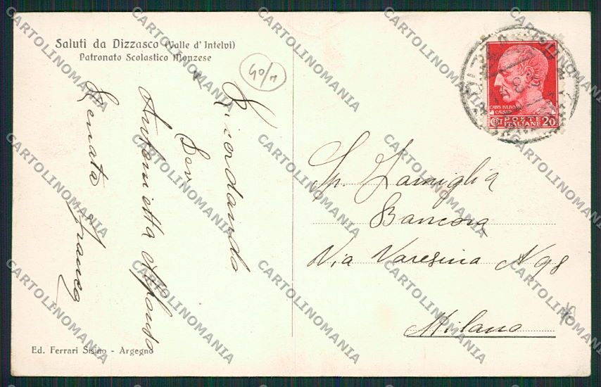 Como Dizzasco Patronato Scolastico di Monza cartolina EE7866 – retro