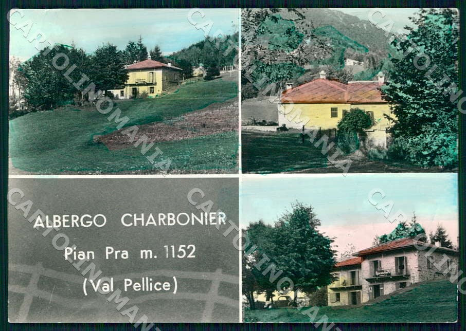 Torino Torre Pellice Albergo Charbonier Pian Pra PIEGA FG Foto cartolina GM0004 – fronte