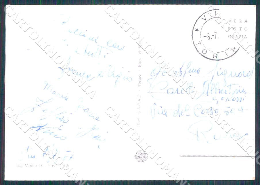Torino Viù Saluti da Madonna Rocciamelone Colle Lis FG Foto cartolina GM0013 – retro