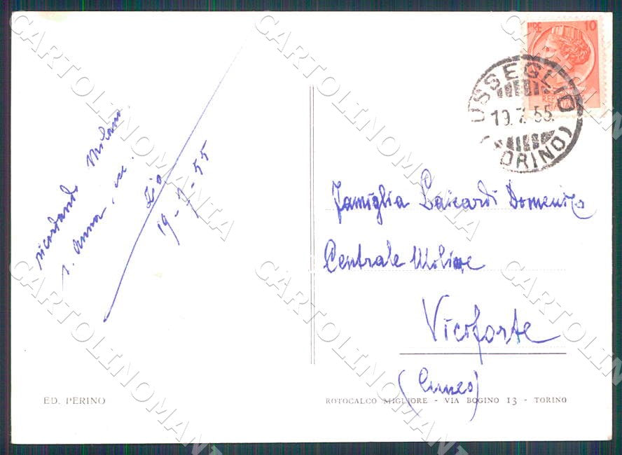 Torino Usseglio Chiesa Parrocchiale confine Vallone Anas FG cartolina GM0014 – retro