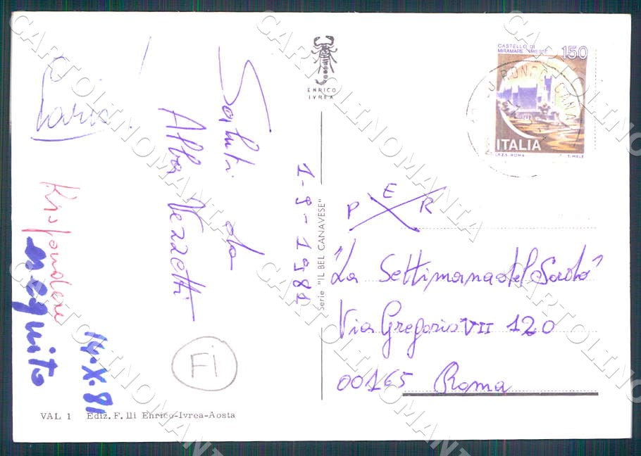 Torino Valprato Soana Saluti da FORI FG cartolina GM0018 – retro