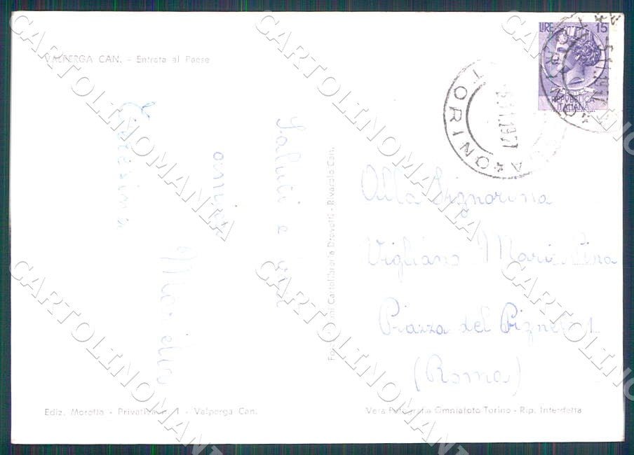 Torino Valperga Canavese Entrata Paese FG Foto cartolina GM0032 – retro
