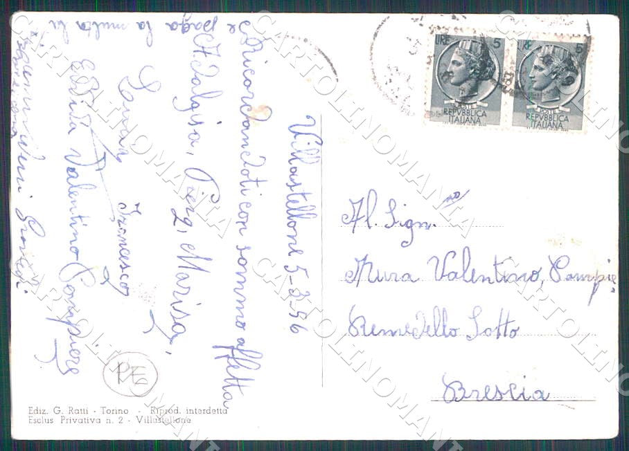 Torino Villastellone Municipio PIEGHE FG Foto cartolina GM0033 – retro