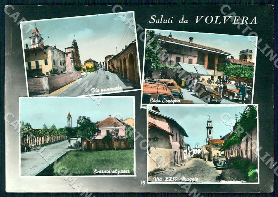Torino Volvera Saluti da Via principale RETRO ABRASO FG Foto cartolina GM0034 – fronte