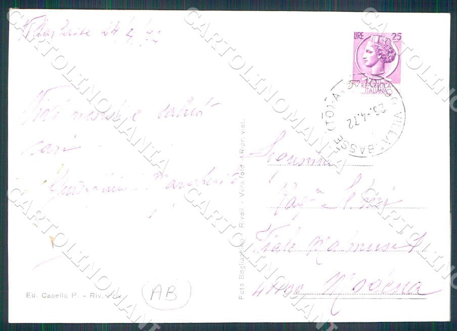 Torino Villarbasse Scorcio veduta Alpi ABRASA FG Foto cartolina GM0035 – retro